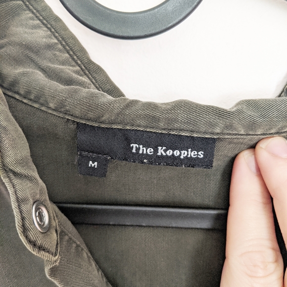 The Kooples Army Green Cropped Button-Up Blouse - Picture 4 of 5